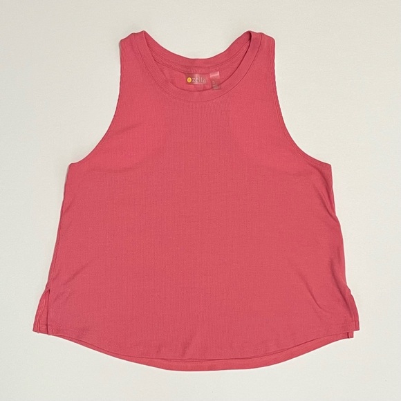 3/$30 Zella Splits Ribbed Racerback Tank Top Pink S/Small Relaxed Fit Workout - Picture 6 of 12
